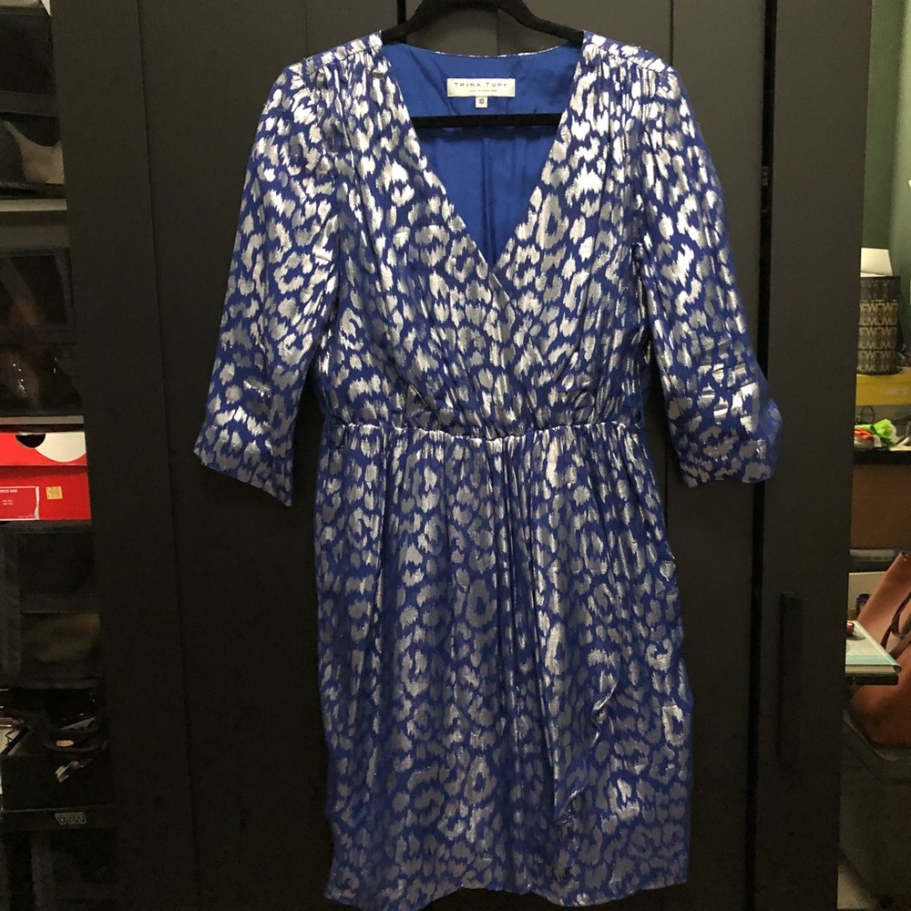 Trina Turk metallic wrap style dress